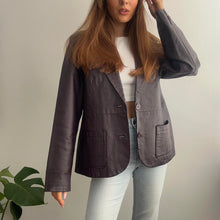 Load image into Gallery viewer, Purple leather blazer jacket size large
