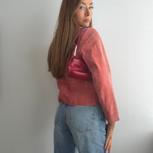 Load image into Gallery viewer, Pink / coral suede leather blazer jacket size small (petite)
