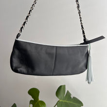 Load image into Gallery viewer, Black leather mini bag with tassel detail
