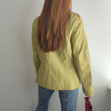 Load image into Gallery viewer, Green leather blazer jacket size M
