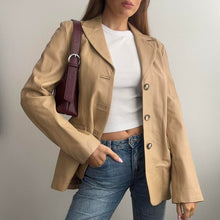 Load image into Gallery viewer, Beige leather blazer jacket size 12
