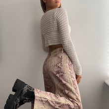 Load image into Gallery viewer, Pink and cream snake print jeans W28”

