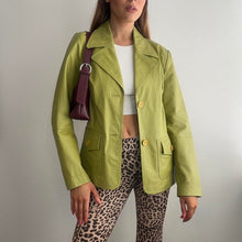 Load image into Gallery viewer, Green leather blazer jacket size 14
