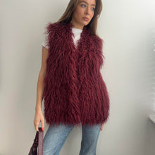 Load image into Gallery viewer, Burgundy red shaggy gilet size large
