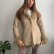 Load image into Gallery viewer, Brown coat with faux fur collar and cuffs size 10
