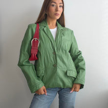 Load image into Gallery viewer, Green genuine leather blazer jacket size large
