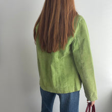 Load image into Gallery viewer, Green suede leather blazer jacket size M
