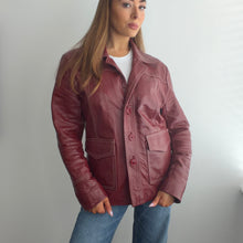 Load image into Gallery viewer, Vintage burgundy leather jacket size M
