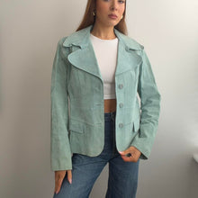 Load image into Gallery viewer, Blue suede leather jacket size large
