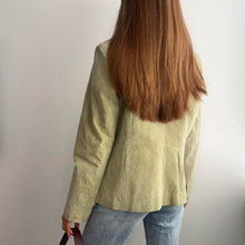 Load image into Gallery viewer, Green suede leather blazer jacket size M
