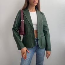 Load image into Gallery viewer, Dark green leather blazer jacket size XS
