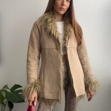 Load image into Gallery viewer, Brown coat with faux fur collar and cuffs size 10
