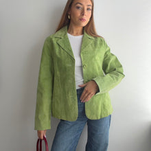 Load image into Gallery viewer, Green suede leather blazer jacket size M
