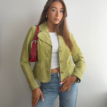 Load image into Gallery viewer, Green suede leather blazer jacket size M

