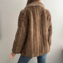 Load image into Gallery viewer, Vintage brown faux fur coat size 12
