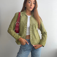 Load image into Gallery viewer, Green suede leather blazer jacket size small
