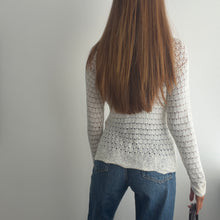 Load image into Gallery viewer, Boho white crochet cardigan top size small
