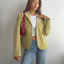 Load image into Gallery viewer, Green suede leather blazer jacket size large
