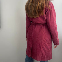 Load image into Gallery viewer, Pink suede leather trench coat size large

