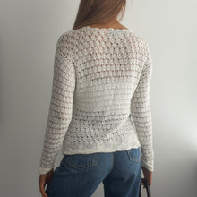 Load image into Gallery viewer, Boho white crochet cardigan top size small
