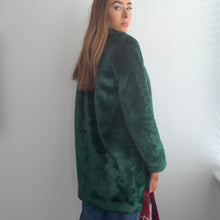 Load image into Gallery viewer, Green faux fur coat size 10
