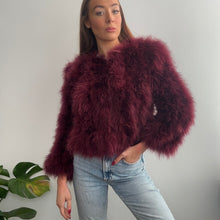 Load image into Gallery viewer, Burgundy fluffy jacket size small
