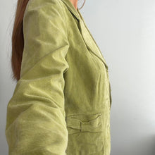 Load image into Gallery viewer, Green suede leather blazer jacket size M
