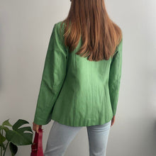 Load image into Gallery viewer, Green leather blazer jacket size small
