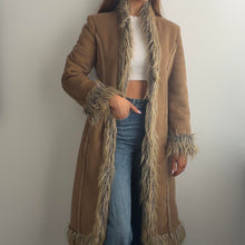 Load image into Gallery viewer, Brown afghan coat faux fur trim size 10
