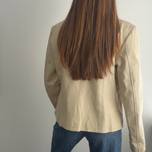 Load image into Gallery viewer, Cream leather biker jacket size 16
