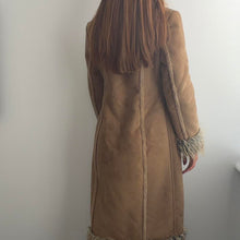 Load image into Gallery viewer, Brown afghan coat faux fur trim size 10
