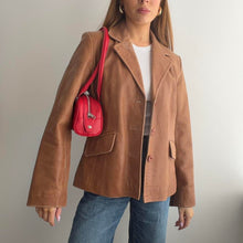 Load image into Gallery viewer, Tan brown leather blazer jacket size 12
