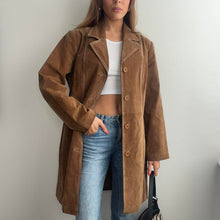 Load image into Gallery viewer, Long suede leather blazer jacket size large
