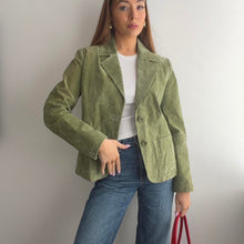 Load image into Gallery viewer, Green suede leather blazer jacket size 12

