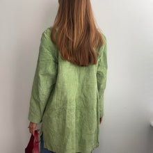 Load image into Gallery viewer, Green suede leather coat size large
