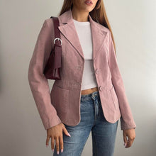 Load image into Gallery viewer, Pink suede leather blazer jacket size 12
