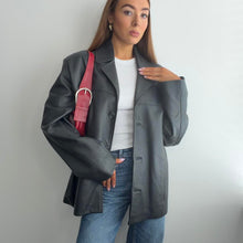 Load image into Gallery viewer, Black genuine leather blazer jacket - men’s size M
