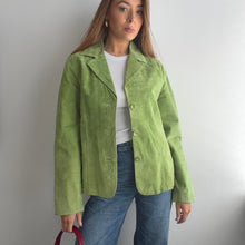 Load image into Gallery viewer, Green suede leather blazer jacket size M
