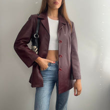 Load image into Gallery viewer, Burgundy leather blazer jacket size large
