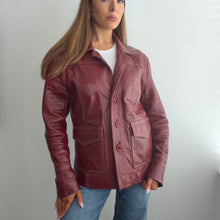 Load image into Gallery viewer, Vintage burgundy leather jacket size M
