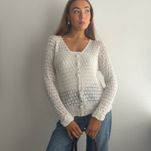 Load image into Gallery viewer, Boho white crochet cardigan top size small
