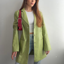 Load image into Gallery viewer, Green leather blazer jacket size M
