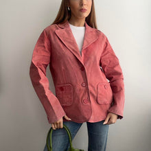 Load image into Gallery viewer, Pink suede leather blazer jacket size M
