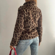 Load image into Gallery viewer, Brown giraffe print faux fur jacket size 6
