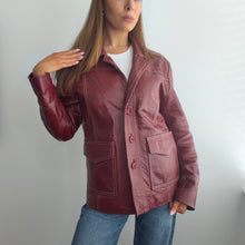 Load image into Gallery viewer, Vintage burgundy leather jacket size M
