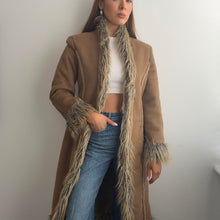 Load image into Gallery viewer, Brown afghan coat faux fur trim size 10
