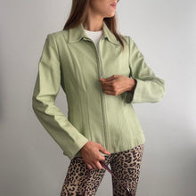Load image into Gallery viewer, Mint green leather jacket size 12
