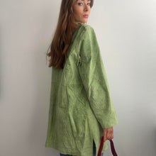 Load image into Gallery viewer, Green suede leather coat size large
