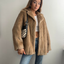 Load image into Gallery viewer, Vintage light brown faux fur coat size 16
