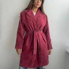 Load image into Gallery viewer, Pink suede leather trench coat size large

